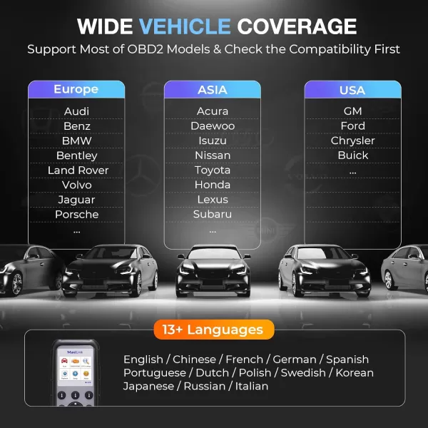 Autel ML629 OBD2 Scanner ABS SRS Engine Transmission Diagnoses OBD II Full Functions Upgraded Version of AL519/AL619/ ML619 for DIYers Professionals