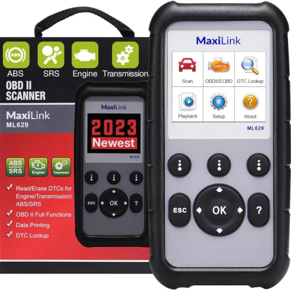 Autel ML629 OBD2 Scanner ABS SRS Engine Transmission Diagnoses OBD II Full Functions Upgraded Version of AL519/AL619/ ML619 for DIYers Professionals