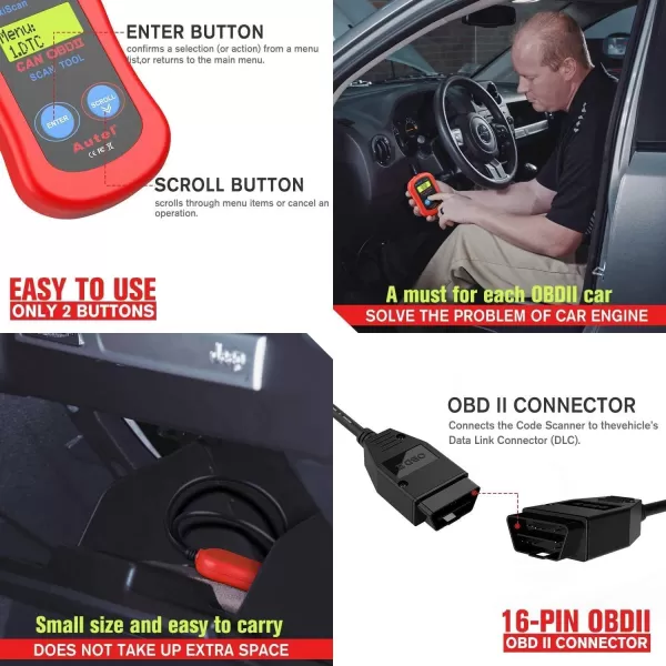 Autel MS300 OBD2 Scanner Code Reader, Turn Off Check Engine Light, Read &amp; Erase Fault Codes, Check Emission Monitor Status CAN Diagnostic Scan Tool
