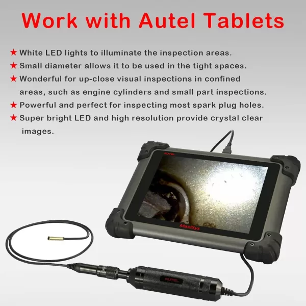 Autel MV105 MaxiVideo Digital Inspection Camera 5.5mm Image Head HD Video Scope with Waterproof Snake Cable Work with PC and MX808 MS906S MS906TS MK906BT MK908P MS908P MS909 MS919 MS Ultra MS Elite