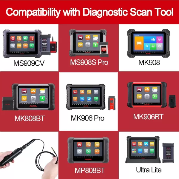 Autel MV108 MaxiVideo Digital Inspection Camera Endoscope, Still Images and Videos, Waterproof Imager Head, Work with PC MS906 MS906S MS906 PRO-TS MS908P MX808 MK808 MS909 MS919 MS Ultra MS Elite