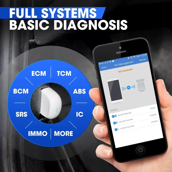 Autel MaxiAP AP200 OBD2 Scanner Bluetooth Wireless OBDII Auto Diagnostic Tool with Full System Diagnostic, 19 Reset Functions, AutoVIN, Check Engine Light Code Reader for iPhone Android