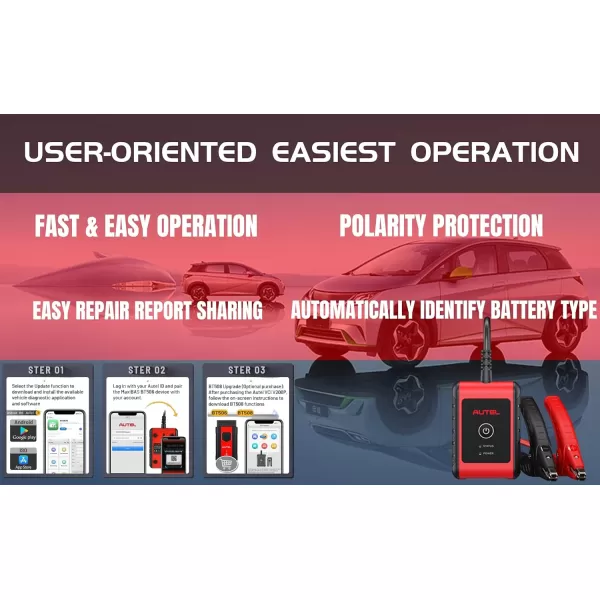 Autel MaxiBAS BT506 Car Battery Tester, Lite of BT508/BT608/BT609, 6v 12v 100-2000 CCA Battery Analyzer, Adaptive Conductance, Cranking Charging System Test, Battery Diagnostic Tool for All Vehicles