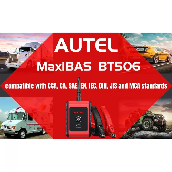Autel MaxiBAS BT506 Car Battery Tester, Lite of BT508/BT608/BT609, 6v 12v 100-2000 CCA Battery Analyzer, Adaptive Conductance, Cranking Charging System Test, Battery Diagnostic Tool for All Vehicles