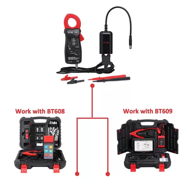Autel MaxiBAS BTAK Battery Tester Accessory Kit Measure Voltage Current Resistance Battery Strength Digital Readouts Current Clamp Vehicle Electrical System 20mA to 400A AC/DC Used with BT608 BT609