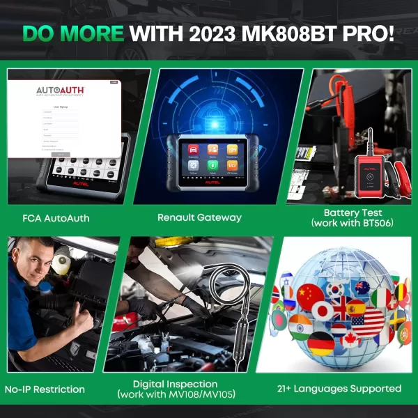 Autel MaxiCOM MK808BT PRO, Android 11, 2023 Full Bidirectional Scan Tool w/ $60 MV108, Update of MK808BT MK808S MX808S MX808 MK808Z, 28+ Services, Active Test, All System, FCA AutoAuth, Work w/ BT506