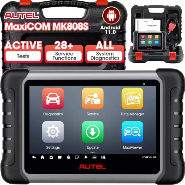 Autel MaxiCOM MK808S Bidirectional Scan Tool, Same as MK808BT Pro/MX808S, 28+ Resets,AutoAuth, All System Diagnostic, Injector Coding, 5X Faster Speed, Support MV105, MV108, Updated of MK808 MX808
