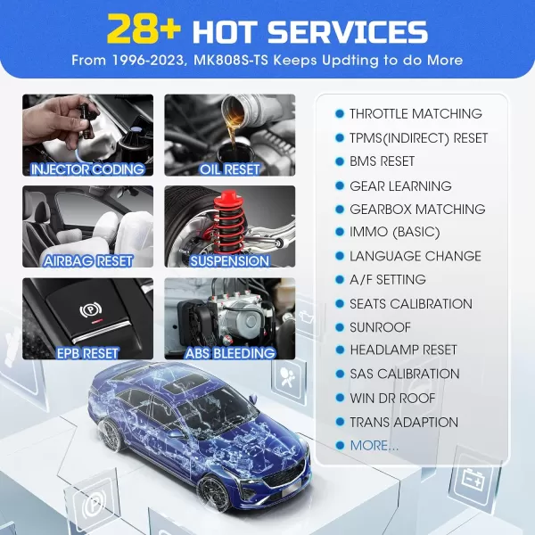 Autel MaxiCOM MK808S-TS OBD2 Scanner: 2023 Updated of MK808BT PRO, MK808TS MX808TS TS601 with Bidirectional Test, 28 Service 150 Makes, TPMS Programming Relearn Retrofit, All-System Scan, OS 11 4+64G