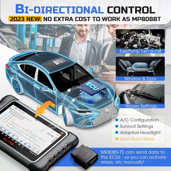 Autel MaxiCOM MK808S-TS OBD2 Scanner: 2023 Updated of MK808BT PRO, MK808TS MX808TS TS601 with Bidirectional Test, 28 Service 150 Makes, TPMS Programming Relearn Retrofit, All-System Scan, OS 11 4+64G