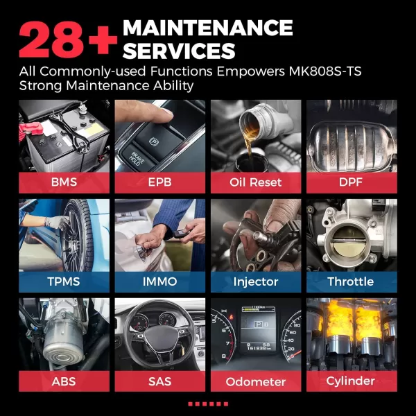 Autel MaxiCOM MK808S-TS TPMS Scanner, Complete TPMS Check/Activate/Relearn Services, MX-Sensors Programming, BT Full Systems Diagnostic, Active Test, 28+ Special Functions, AutoAuth for FCA SGW