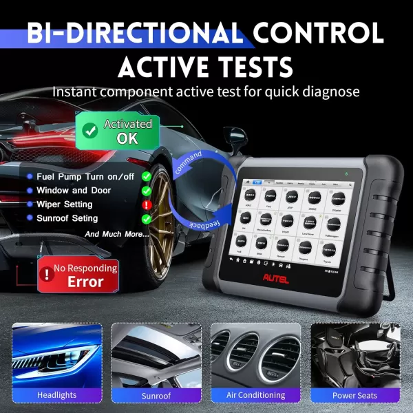 Autel MaxiCOM MK808Z Diagnostic Scan Tool - Android 11 Based Bi-Directional Control, 2023 Upgraded Ver. of MK808/MX808, All System Diagnosis, FCA Auto Auth, Oil Reset)