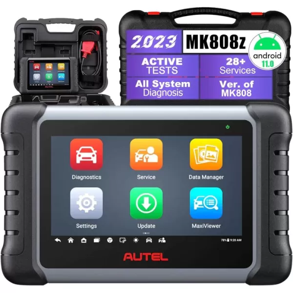 Autel MaxiCOM MK808Z Scan Tool - 2023 Bidirectional Tool Updated of MX808/MK808, Android 11 Based Bi-Directional Control Scanner, All System Diagnostics, EPB/BMS/SAS/TPMS/AutoVIN Injector Coding