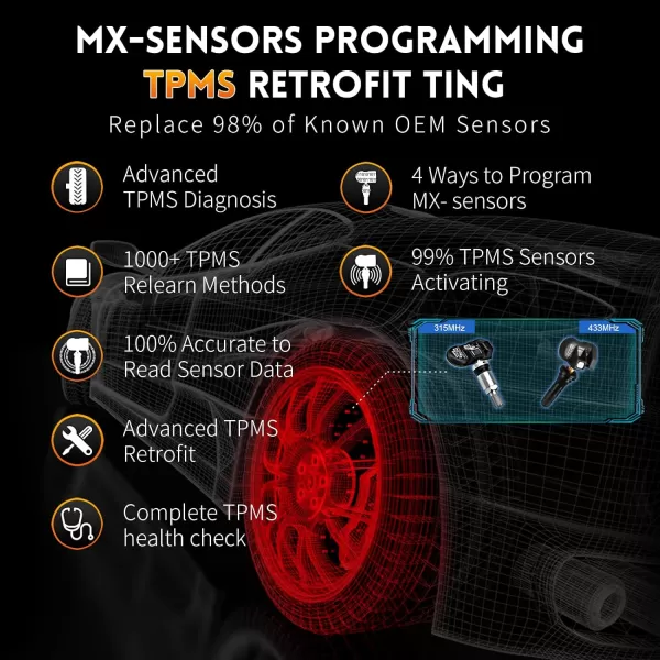 Autel MaxiCOM MK808Z-TS Scan Tool - 2023 Bi-Directional TPMS Tool Updated of MK808TS/ MK808BT/ TS608Pro with Active Test, 28+ Service, All Systems Diagnoses, Sensor Program &amp; Relearn, FCA Autoauth