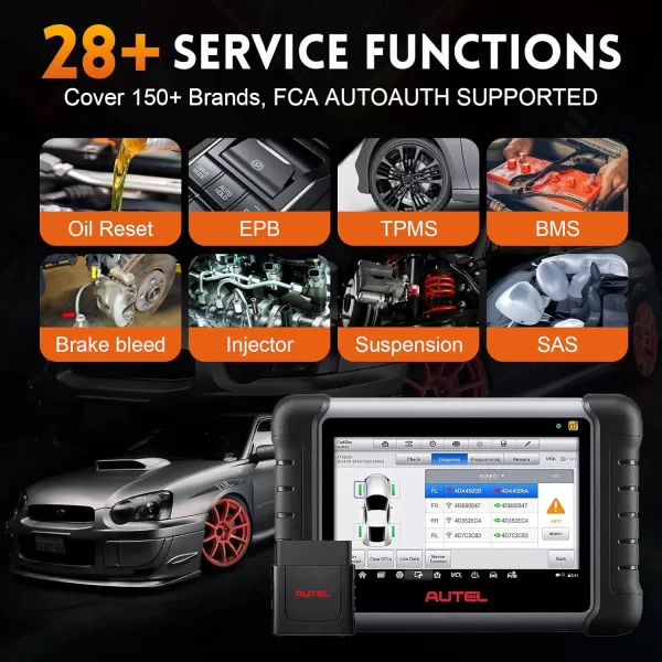 Autel MaxiCOM MK808Z-TS Scan Tool - 2023 Bi-Directional TPMS Tool Updated of MK808TS/ MK808BT/ TS608Pro with Active Test, 28+ Service, All Systems Diagnoses, Sensor Program &amp; Relearn, FCA Autoauth