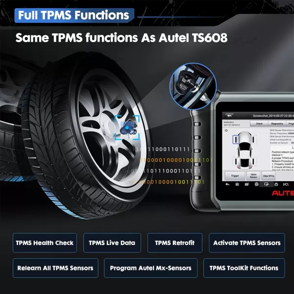 Autel MaxiCOM MK808Z-TS with 4 Pcs MX-Sensors, Android 11 Bi-Directional Control Scanner with Full TPMS, 28+ Services, 2023 Upgraded of MK808TS/MK808BT Scan Tool, FCA Auto Auth, Support BT506 &amp; MV108