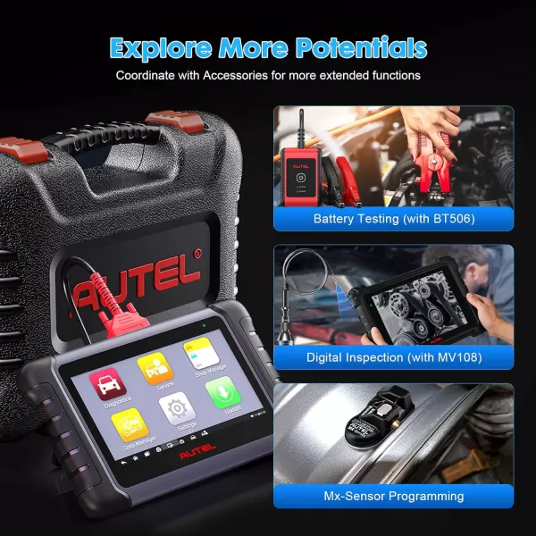Autel MaxiCOM MK808Z-TS with 4 Pcs MX-Sensors, Android 11 Bi-Directional Control Scanner with Full TPMS, 28+ Services, 2023 Upgraded of MK808TS/MK808BT Scan Tool, FCA Auto Auth, Support BT506 &amp; MV108