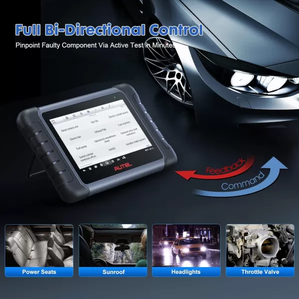 Autel MaxiCOM MK808Z-TS with 4 Pcs MX-Sensors, Android 11 Bi-Directional Control Scanner with Full TPMS, 28+ Services, 2023 Upgraded of MK808TS/MK808BT Scan Tool, FCA Auto Auth, Support BT506 &amp; MV108