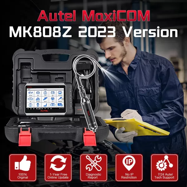 Autel MaxiCOM MK808Z with 60$ MV108, Android 11 Bi-Directional Control Scanner, 28+ Special Service, 2023 Upgraded of MK808/MX808, FCA Auto Auth, All System Diagnostic Tool for OBDII Cars &amp; 12V Trucks