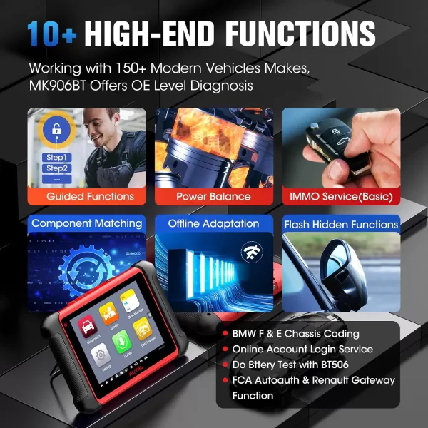 Autel MaxiCOM MK906BT OBDI OBD2 Scanner: Same as MaxiSys MS906BT MS906 Pro MK906 Pro, 2023 Auto Diagnostic Scan Tool for All Cars w/ECU Coding, Bi-Directional, 36+ Service for 150 Make, FCA AutoAuth