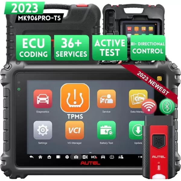 Autel MaxiCOM MK906Pro-TS Diagnostic Scan Tool - 2023 Upgraded Ver. of MS906TS/MS906 Pro/MK906 Pro/MS906BT, Full TPMS Function, ECU Coding, 36+ Services Bi-Directional Control Scan Tool, FCA Auto Auth