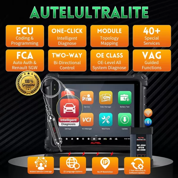 Autel MaxiCOM Ultra Lite, 2 Years Free Updates , Same as Autel Ultra, Intelligent Diagnostic, Topology Mapping, J2534 ECU Programming &amp; Coding, Updated of MS919/ MS909/ Elite II, 40+ Service, Same as Autel Ultra, Intelligent Diagnostic, Topology Mapping, J2534 ECU Programming &amp; Coding, Updated of MS919/ MS909/ Elite II, 40+ Service)