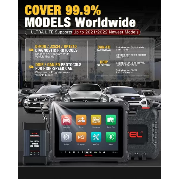 Autel MaxiCOM Ultra Lite w/ MV108S [2-Year Update, 2590$], 2023 Top Intelligent Diagnostic Scanner, Same as MaxiSys Ultra Up of MS919 MS909, Topology 2.0, ECU Programming &amp; Coding, 40+ Service, 4+256G