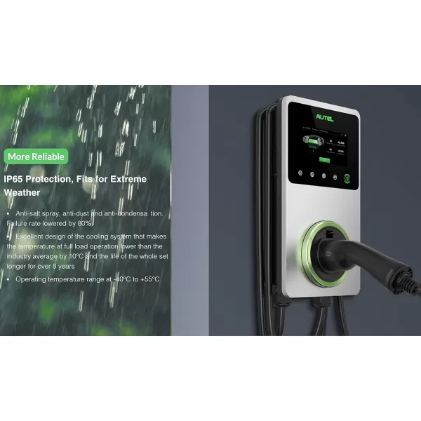 Autel MaxiCharger AC Wallbox Home 240V 40A Level 2 Electric Vehicle Charger NEMA 14-50 Separate Holster 25ft J1772 Charging Cable Monitoring with MaxiCharge APP WiFi Bluetooth Ethernet Connection