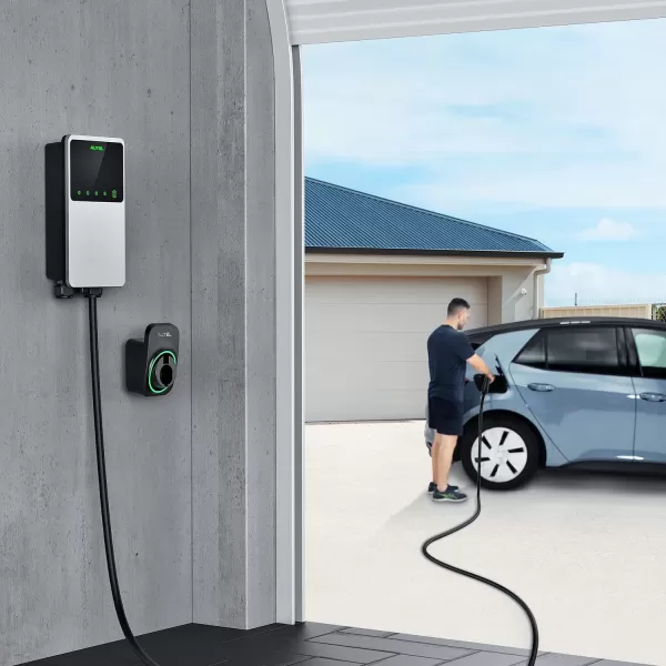Autel MaxiCharger Home Electric Vehicle  Charger, up to 50 Amp, 240V, Level 2 WiFi and Bluetooth Enabled EVSE, Hardwired, Indoor/Outdoor, 25-Foot Cable with Separate Holster, Silver