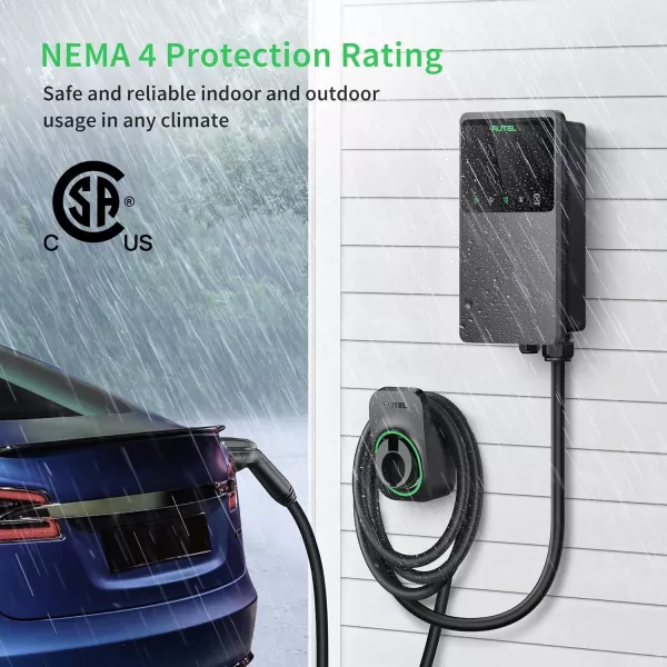 Autel MaxiCharger Home Electric Vehicle  Charger, up to 50 Amp, 240V, Level 2 WiFi and Bluetooth Enabled EVSE, Hardwired, Indoor/Outdoor, 25-Foot Cable with Separate Holster, Silver