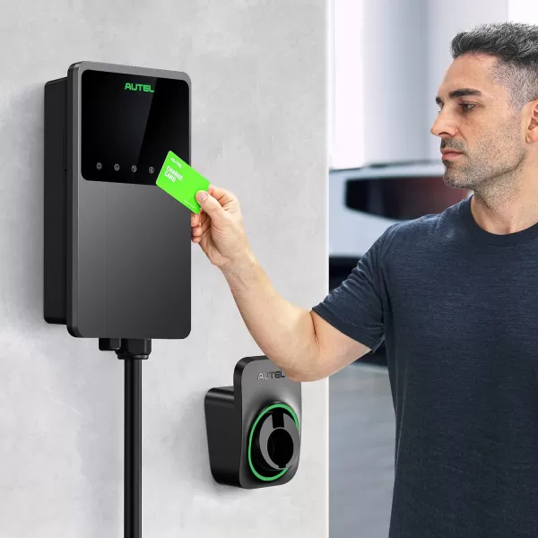 Autel MaxiCharger Home Electric Vehicle  Charger, up to 50 Amp, 240V, Level 2 WiFi and Bluetooth Enabled EVSE, Hardwired, Indoor/Outdoor, 25-Foot Cable with Separate Holster, Silver