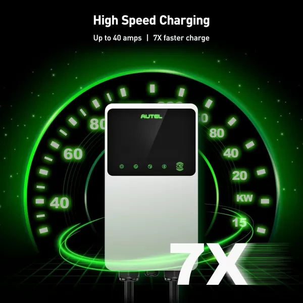 Autel MaxiCharger Home Electric Vehicle  Charger, up to 50 Amp, 240V, Level 2 WiFi and Bluetooth Enabled EVSE, Hardwired, Indoor/Outdoor, 25-Foot Cable with Separate Holster, Silver