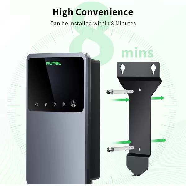 Autel MaxiCharger Home Electric Vehicle  Charger, up to 50 Amp, 240V, Level 2 WiFi and Bluetooth Enabled EVSE, Hardwired, Indoor/Outdoor, 25-Foot Cable with Separate Holster, Silver