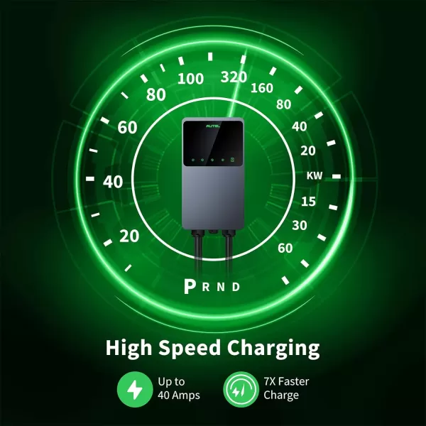Autel MaxiCharger Home Electric Vehicle  Charger, up to 50 Amp, 240V, Level 2 WiFi and Bluetooth Enabled EVSE, Hardwired, Indoor/Outdoor, 25-Foot Cable with Separate Holster, Silver