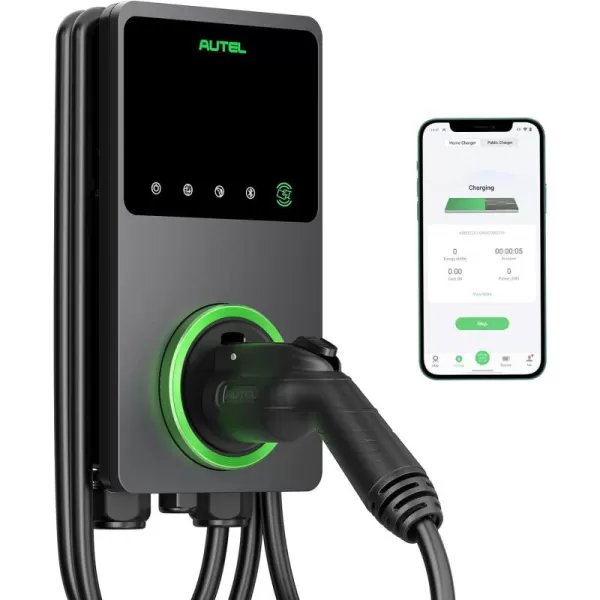 Autel MaxiCharger Home Smart Electric Vehicle  Charger, 50 Amp Level 2 Wi-Fi and Bluetooth Enabled EVSE, Indoor/Outdoor Car Charging Station, with in-Body Holster and 25-Foot Premium Cable