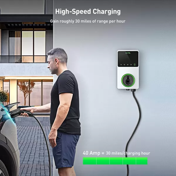 Autel MaxiCharger Home Smart Electric Vehicle  Charger, 50 Amp Level 2 Wi-Fi and Bluetooth Enabled EVSE, Indoor/Outdoor Car Charging Station, with in-Body Holster and 25-Foot Premium Cable