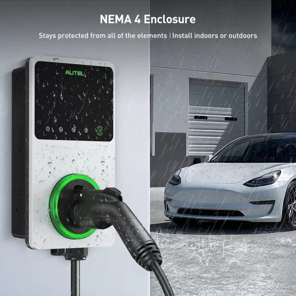 Autel MaxiCharger Home Smart Electric Vehicle  Charger, 50 Amp Level 2 Wi-Fi and Bluetooth Enabled EVSE, Indoor/Outdoor Car Charging Station, with in-Body Holster and 25-Foot Premium Cable