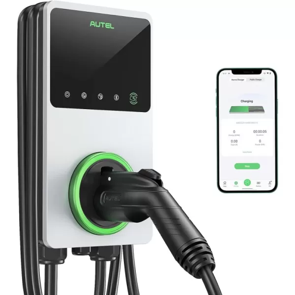 Autel MaxiCharger Home Smart Electric Vehicle  Charger, 50 Amp Level 2 Wi-Fi and Bluetooth Enabled EVSE, Indoor/Outdoor Car Charging Station, with in-Body Holster and 25-Foot Premium Cable