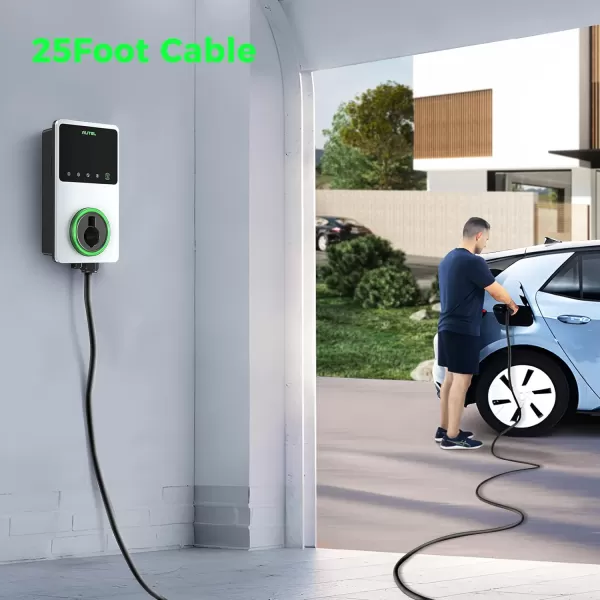 Autel MaxiCharger Home Smart Electric Vehicle  Charger, 50 Amp Level 2 Wi-Fi and Bluetooth Enabled EVSE, Indoor/Outdoor Car Charging Station, with in-Body Holster and 25-Foot Premium Cable