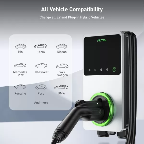 Autel MaxiCharger Home Smart Electric Vehicle  Charger, 50 Amp Level 2 Wi-Fi and Bluetooth Enabled EVSE, Indoor/Outdoor Car Charging Station, with in-Body Holster and 25-Foot Premium Cable