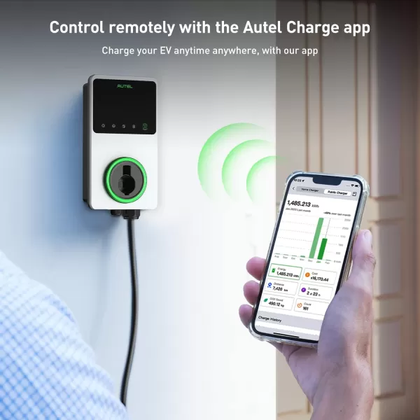 Autel MaxiCharger Home Smart Electric Vehicle  Charger, 50 Amp Level 2 Wi-Fi and Bluetooth Enabled EVSE, Indoor/Outdoor Car Charging Station, with in-Body Holster and 25-Foot Premium Cable
