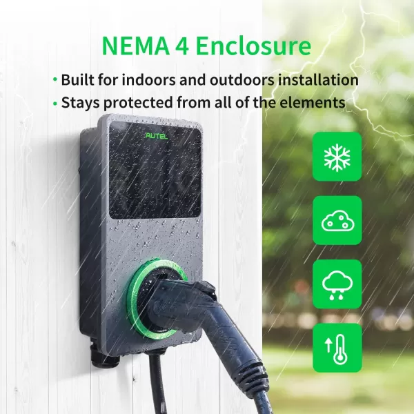 Autel MaxiCharger Home Smart Electric Vehicle  Charger, 50 Amp Level 2 Wi-Fi and Bluetooth Enabled EVSE, Indoor/Outdoor Car Charging Station, with in-Body Holster and 25-Foot Premium Cable