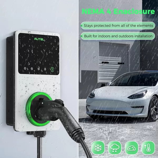 Autel MaxiCharger Home Smart Electric Vehicle  Charger, 50 Amp Level 2 Wi-Fi and Bluetooth Enabled EVSE, Indoor/Outdoor Car Charging Station, with in-Body Holster and 25-Foot Premium Cable