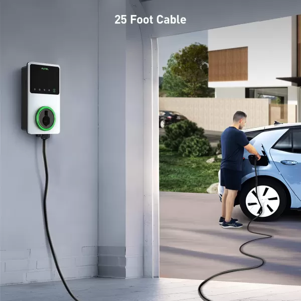 Autel MaxiCharger Home Smart Electric Vehicle  Charger, 50 Amp Level 2 Wi-Fi and Bluetooth Enabled EVSE, Indoor/Outdoor Car Charging Station, with in-Body Holster and 25-Foot Premium Cable