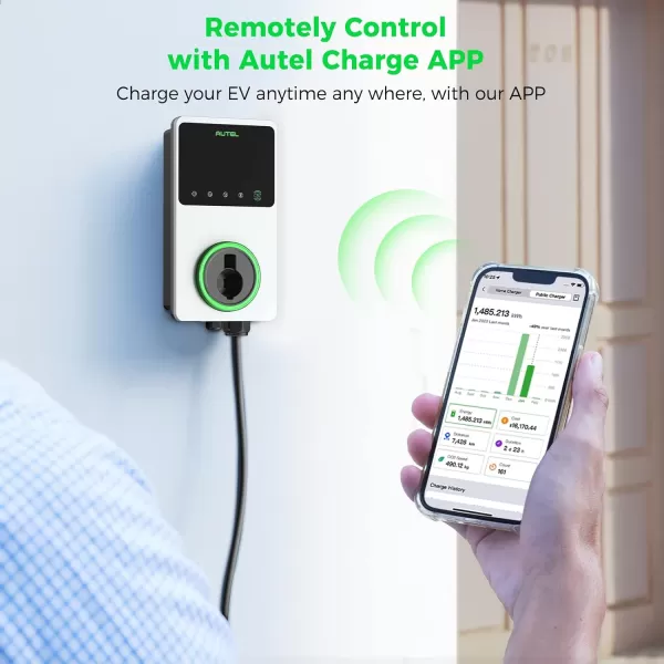 Autel MaxiCharger Home Smart Electric Vehicle  Charger, 50 Amp Level 2 Wi-Fi and Bluetooth Enabled EVSE, Indoor/Outdoor Car Charging Station, with in-Body Holster and 25-Foot Premium Cable