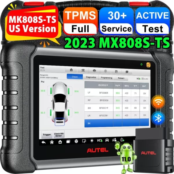 Autel MaxiCheck MX808S-TS OBD2 Scanner, 2023 Android 11 US Ver of MaxiCOM MK808S-TS MK808Z-TS, TPMS Program Relearn Tool, Bidirectional, 28+ Service, OE Diagnose, Upgrade of MK808TS MK808BT PRO MK808S
