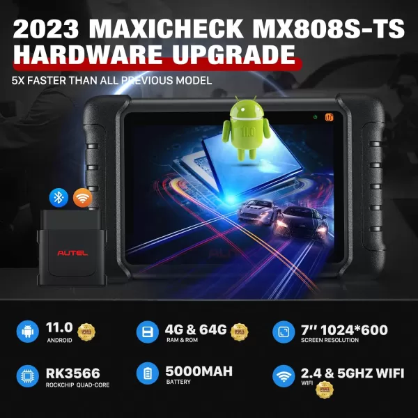 Autel MaxiCheck MX808S-TS OBD2 Scanner, 2023 Android 11 US Ver of MaxiCOM MK808S-TS MK808Z-TS, TPMS Program Relearn Tool, Bidirectional, 28+ Service, OE Diagnose, Upgrade of MK808TS MK808BT PRO MK808S