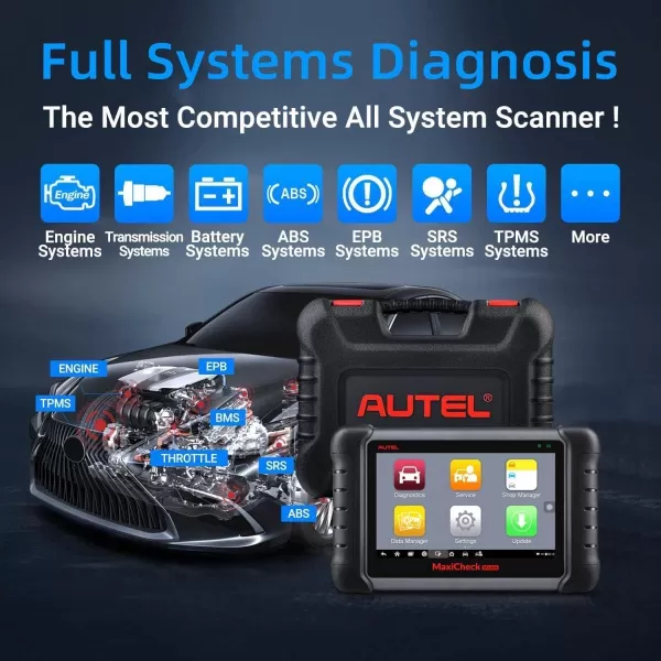 Autel MaxiCheck Maxicom OBD2 Diagnostic Scanner MX808 With 5ft Extension Cable Full Systems And Service Functions Oil Reset EPB BMS SAS DPF TPMS Relearn IMMO With 5ft Extension Cable Full Systems And Service Functions Oil Reset EPB BMS SAS DPF TPMS Relearn IMMO)