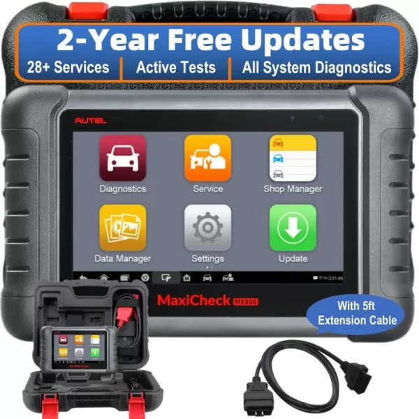 Autel MaxiCheck Maxicom OBD2 Diagnostic Scanner MX808 With 5ft Extension Cable Full Systems And Service Functions Oil Reset EPB BMS SAS DPF TPMS Relearn IMMO With 5ft Extension Cable Full Systems And Service Functions Oil Reset EPB BMS SAS DPF TPMS Relearn IMMO)