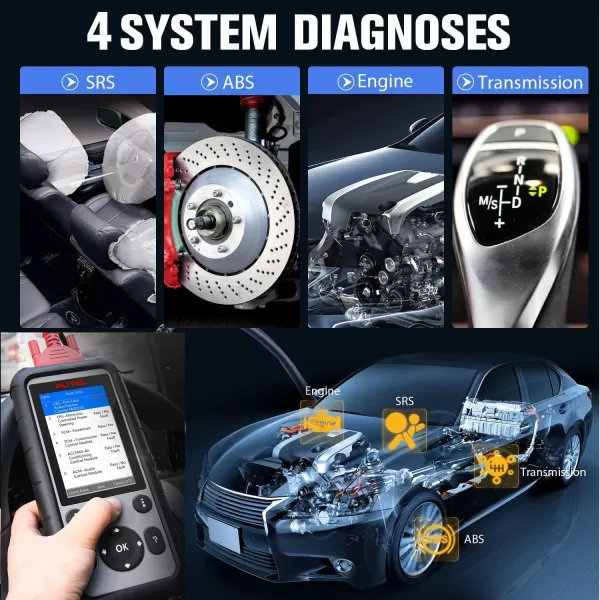 Autel MaxiDiag MD806 OBD2 Scanner, 2023 ABS SRS Engine Transmission Four Systems Diagnostic Scan Tool with Oil Reset, EPB, SAS, D-P-F, BMS, Auto VIN, Read/Clear Codes, Live Data, Freeze Frame Data
