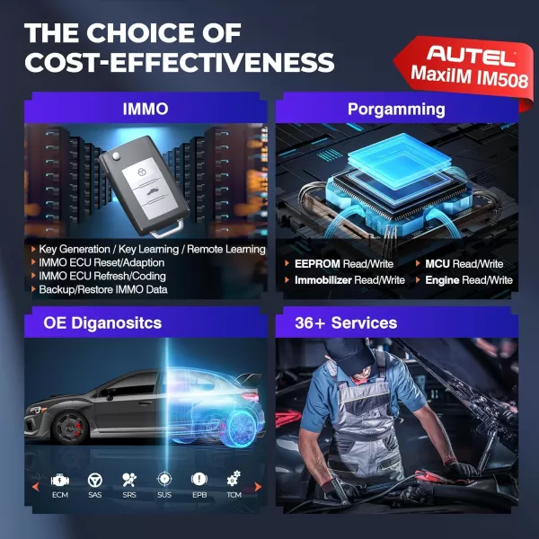 Autel MaxiIM IM508 Key Programmer, 2-Year-Free Update, with XP200 Key Fob Programming Tool, Bi-Directional Scan Tool, All-System Diagnostics, Same IMMO as IM508S and IM508 PRO